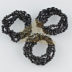 Amber teething bracelet baroque black polished
